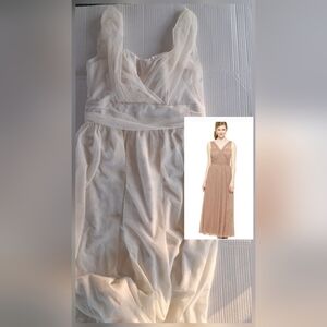 Tevolio Ivory Cream v-neck Mesh Tulle maxi bridesmaid Wedding 8 dress